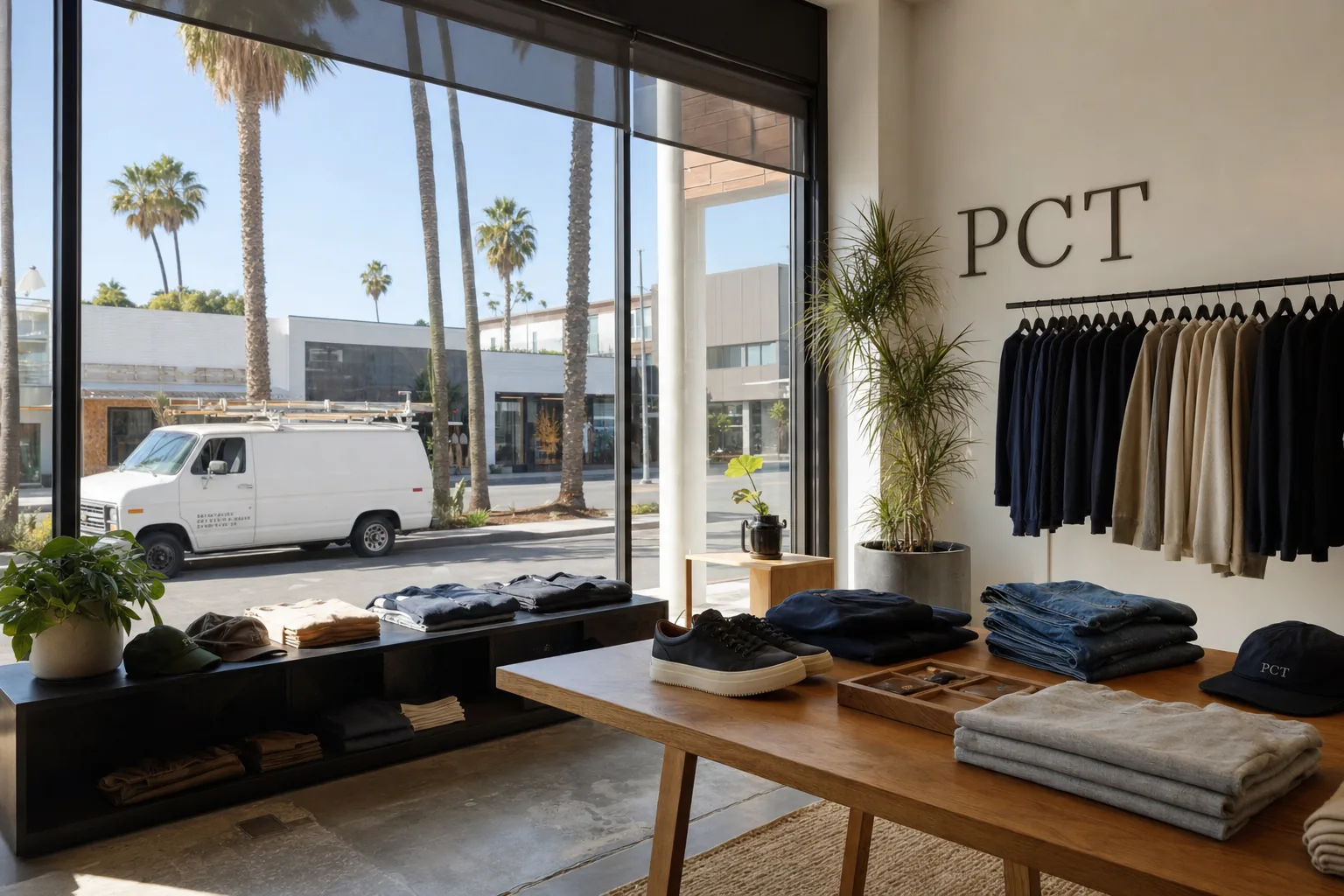 A boutique with clear solar film on its shop windows, the stock out of harsh sun