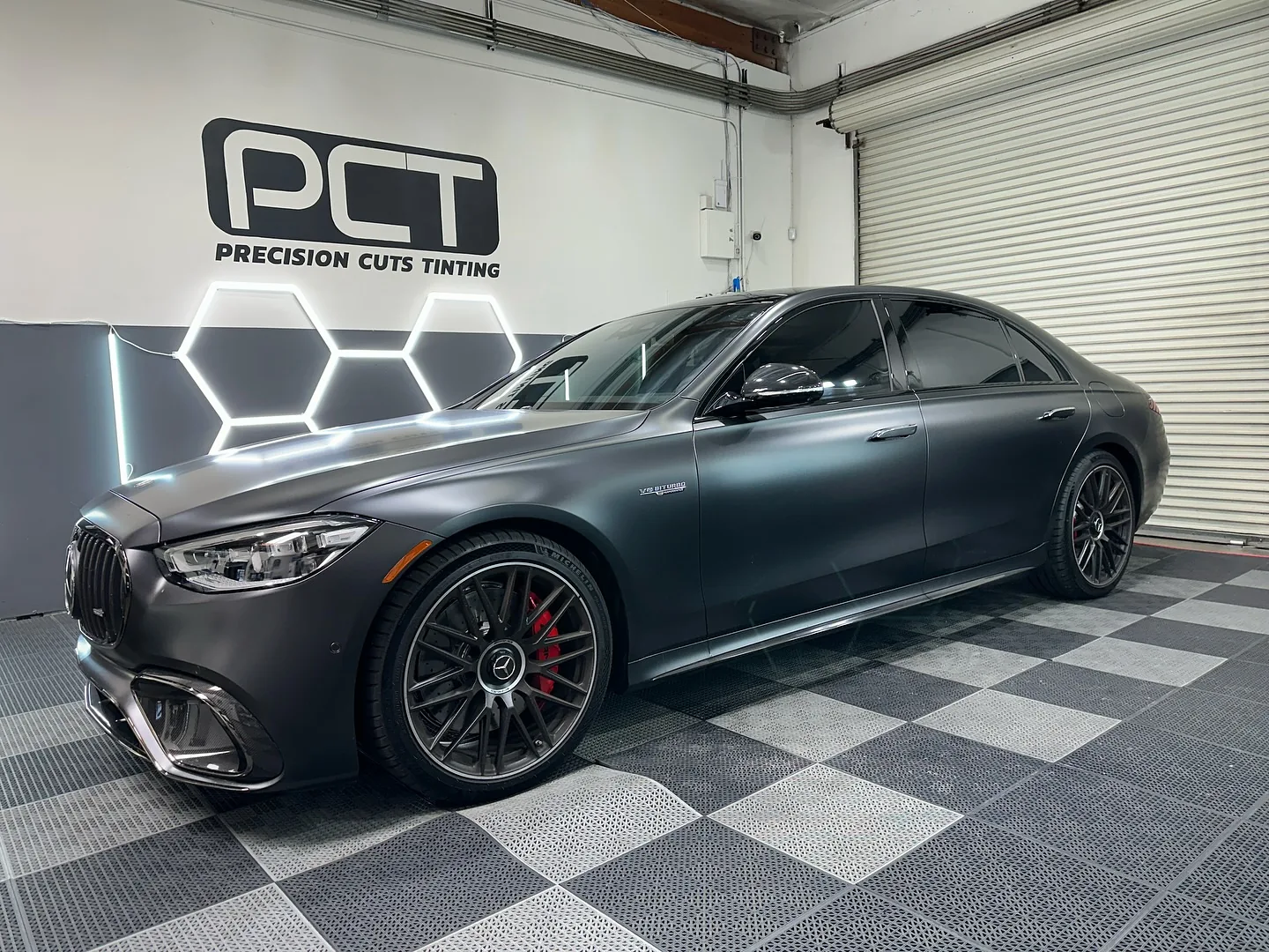 A Mercedes-AMG S 63 E Performance we tinted, in our studio